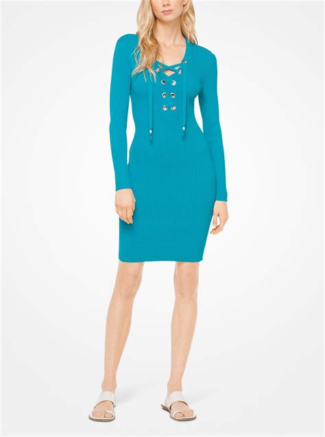 michael kors lace up knit dress|Michael Kors shift dress.